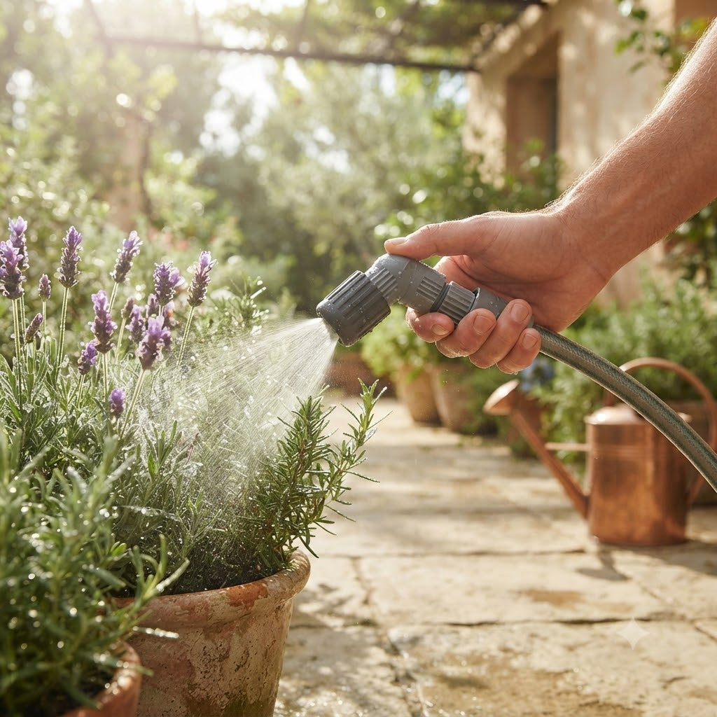 Hozelock Adjustable Nozzle Grey 4421 0000 | Supplied With Complete Fittings | Hose Spray Nozzle | Garden Watering Accessory | Hose Spray Attachment | Garden Tool