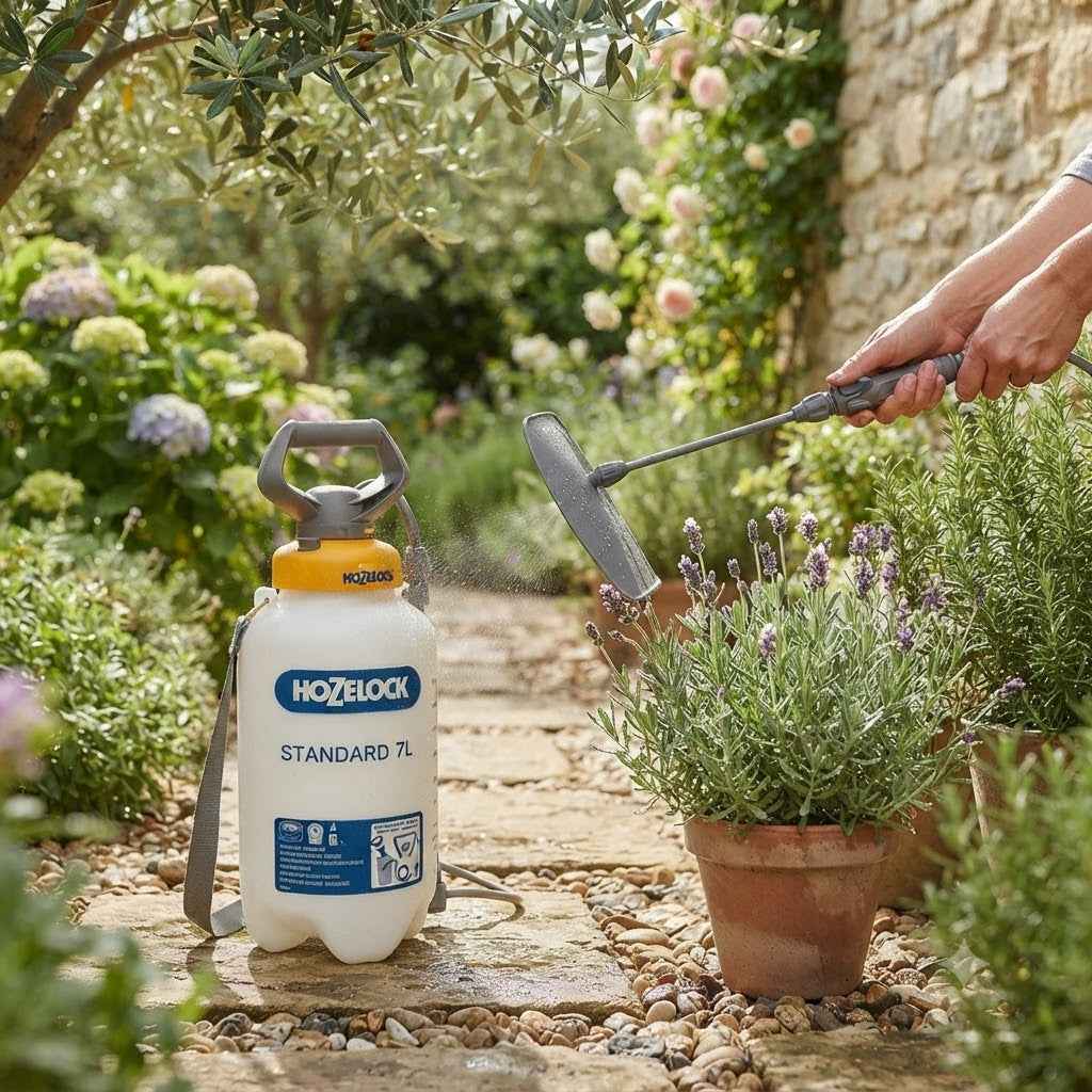 Hozelock Standard Sprayer with Shield White 7Ltr 42999 | Supplied With Complete Fittings | Garden Sprayer | Watering Sprayer | Gardening Tools | Fertilizer Sprayer | Pesticide Sprayer