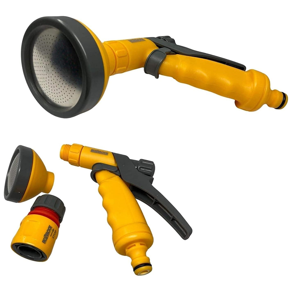 Hozelock Trigger Spray Gun With Detachable Rose Head Yellow and Grey 2667A9008 | Garden Hose Spray Nozzle | Outdoor Cleaning and Garden Watering Tool | Supplied with Complete Fittings