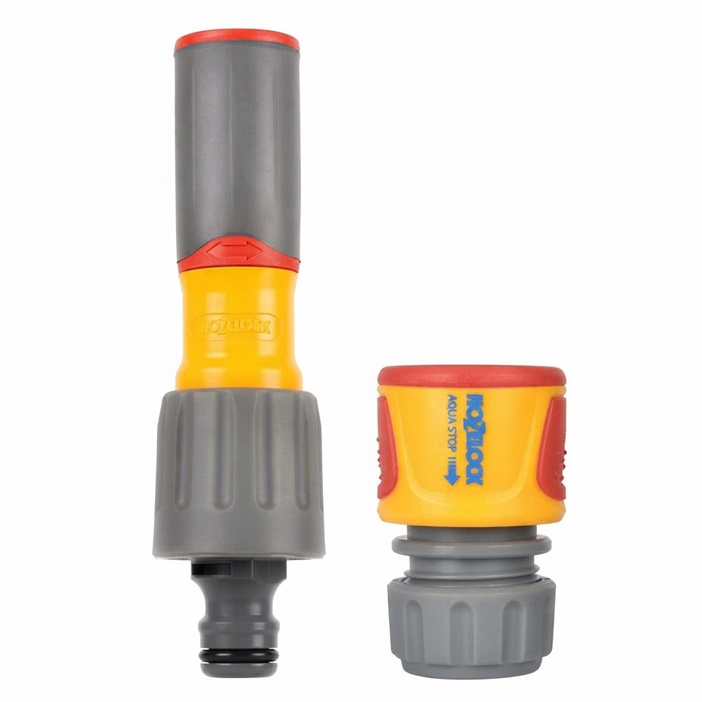 Hozelock 3-in-1 Nozzle Plus and Aquastop Multicolour 100-100-226 | Supplied With Complete Fittings | Watering Hose Accessory | Multi Function Hose Nozzle | Watering Tool | Garden Sprayer Nozzle
