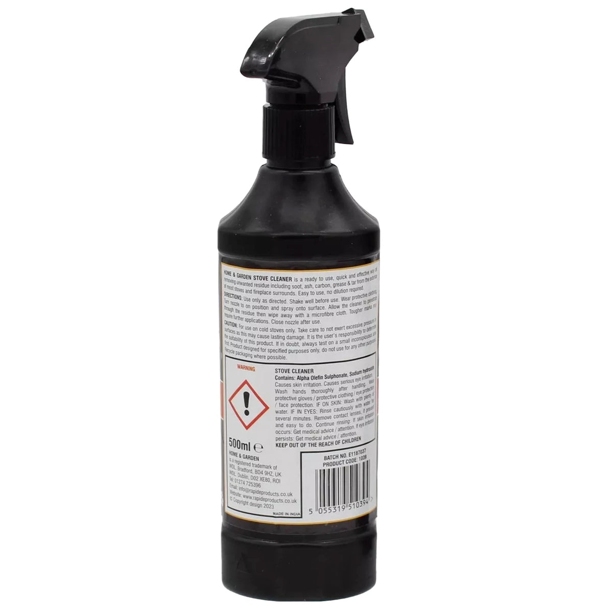 Home and Garden Stove Cleaner Trigger Spray Black 500ml 1039 | Quickly and Effectively Removes Unwanted Residue
