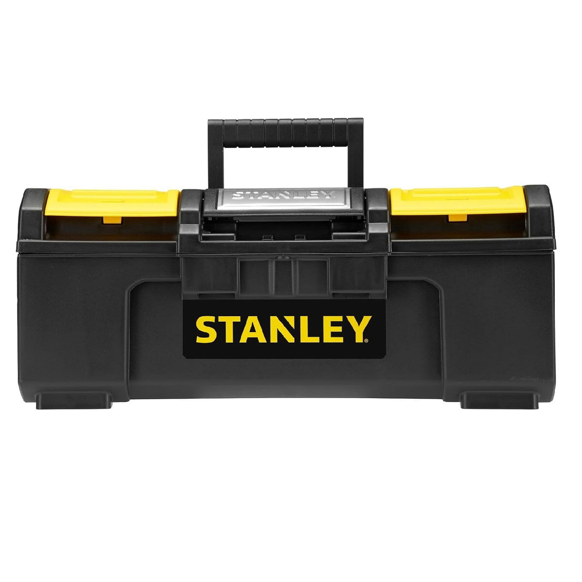 Stanley One-Touch Tool Box Black Yellow 39.4cm x 22cm x 16.2cm Pack Of 1 1-79-216 | Removable Tote Tray Lid Organisers | Heavy Duty Portable Storage Chest | Suitable for Tools Hardware Accessories Organisation