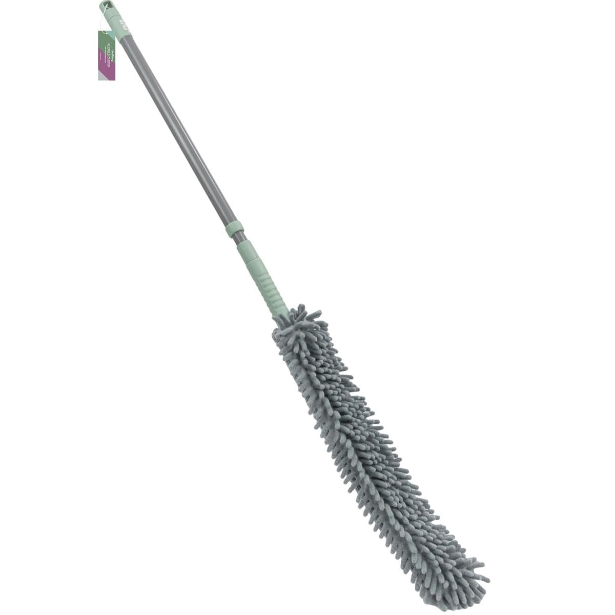 JVL Flexible Duster With Extendable Pole Grey 106cm-141cm 20-730GY | Microfibre Chenille Cleaning Head | Telescopic Handle Home Dusting Tool | Suitable for High Ceilings Blinds Furniture Cleaning