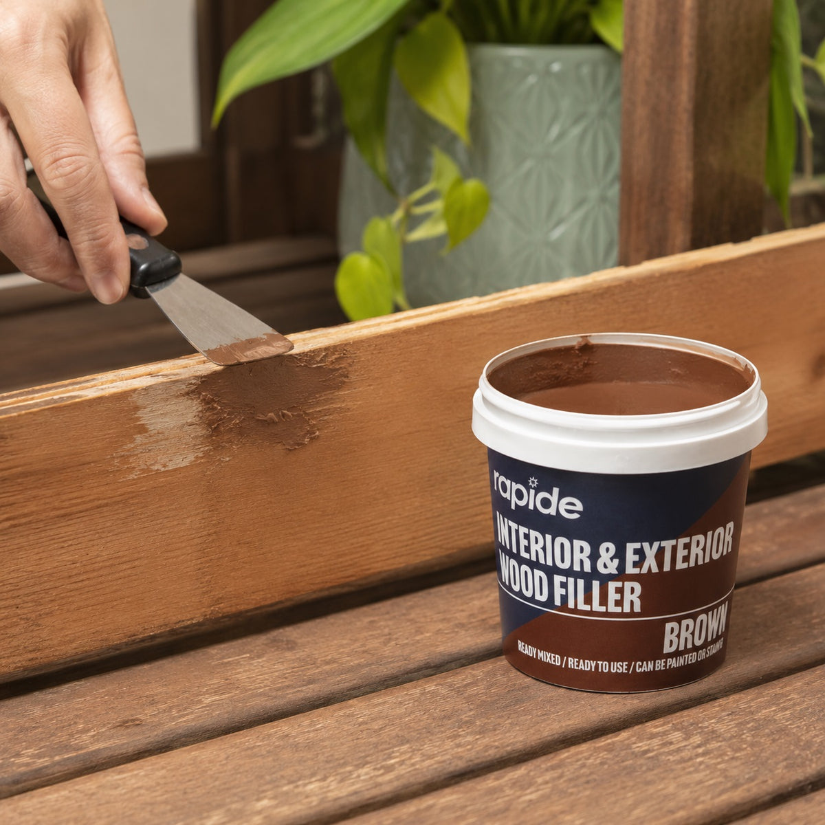 Rapide Interior and Exterior Wood Filler Brown 470g 2634 | Ready Mixed | Ready To Use | Can be Painted or Stained