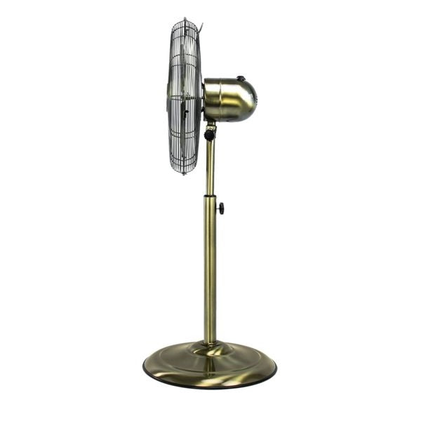 Status Oscillating Stand Fan Antique Brass 16-Inch S16ASTANDFAN1 | 3 Speed Settings | Oscillation Setting | Adjustable Height | Adjustable Angle | Carry Handle | Portable | Electric Fan