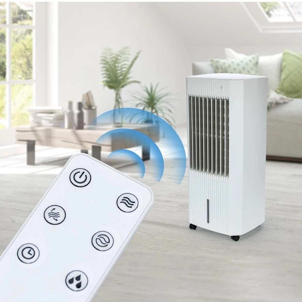 Status Remote Controlled Air Cooler White 5Ltr S5LTRCOOLER1P | Power 65W | 3 Speed Settings | Timer Function | Adjustable Air Vents | Includes 2 Ice Packs | Electric Air Cooler