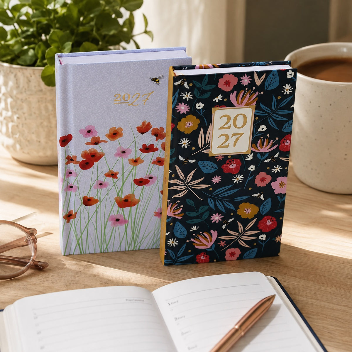 Design Group 2027 Week To View Slim Diary Assorted YCORDIA5A007 | Hard Cover Diary | Academic Planner | Weekly Schedule Book | Personal Organiser | Professional Diary