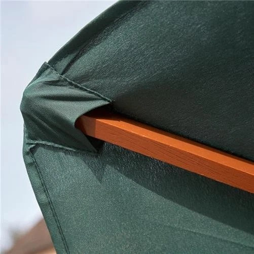Kingfisher Wooden Garden Parasol Green 2.4Mtr P27G | 2.4Mtr Height x 2.4Mtr Diameter | Robust | Easy to Use Design | Ideal for Use With Many Patio Sets | Simple to Assemble | Garden Sun Shade | Garden Accessories