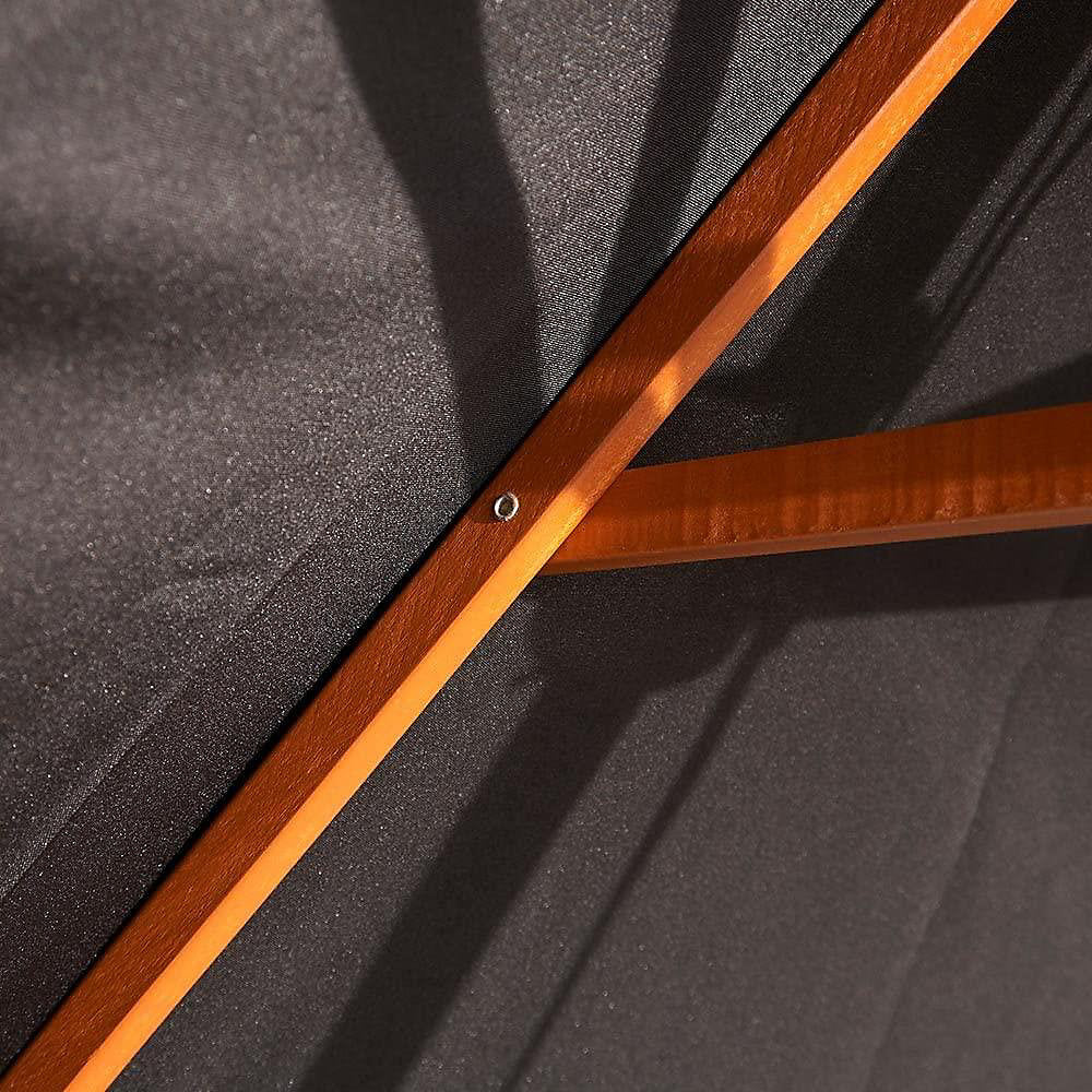 Kingfisher Wooden Garden Parasol Black 2.4Mtr P27B | 2.4Mtr Height x 2.4Mtr Diameter | Robust | Easy to Use Design | Ideal for Use With Many Patio Sets | Simple to Assemble | Garden Sun Shade | Garden Accessories