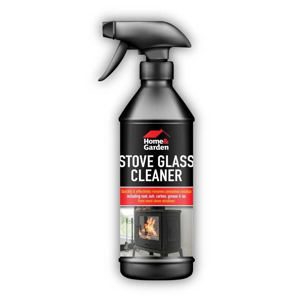 Home and Garden Stove Glass Cleaner Trigger Spray Black 500ml 1040 | Fireplace Glass Cleaner | Multi Surface Cleaning Spray | Quickly and Effectively Removes Unwanted Residue