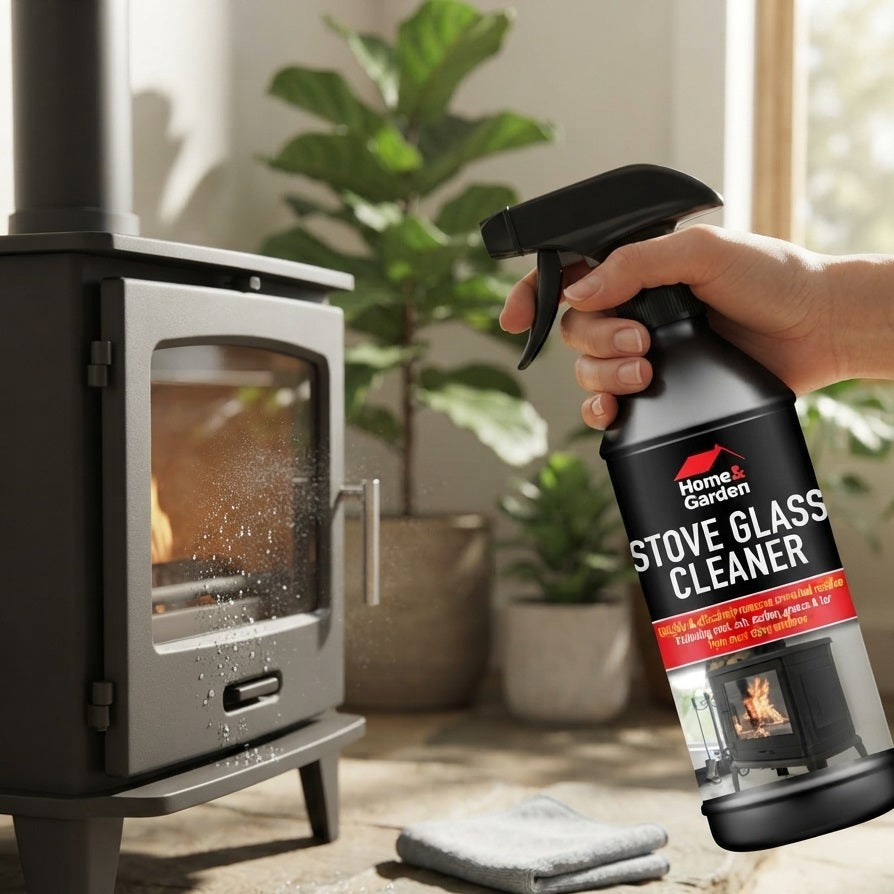 Home and Garden Stove Glass Cleaner Trigger Spray Black 500ml 1040 | Fireplace Glass Cleaner | Multi Surface Cleaning Spray | Quickly and Effectively Removes Unwanted Residue