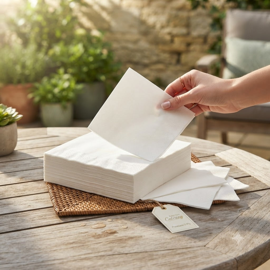 Kingfisher Catering Paper Napkins White 30cm x 30cm KC2NAPA100 | 100 Pack | Picnic and Party | Disposable Napkins For All Occasions | Restaurant Napkins | Dining Napkins