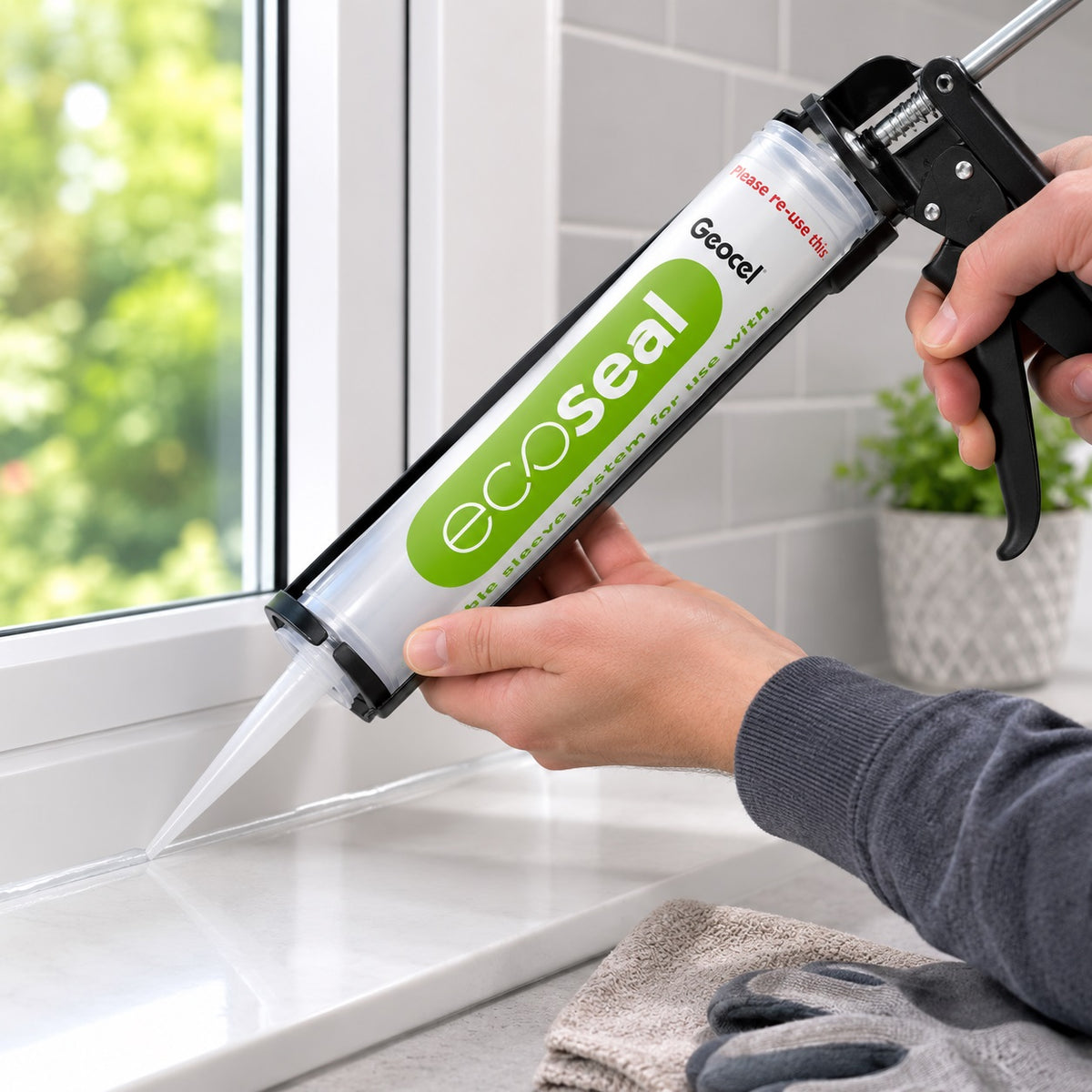 Geocel EcoSeal Reusable Sleeve Clear 300ml 6023000-Z02 | Plastic Cartridge Applicator Tube | Sealant and Adhesive Foil System for DOWSIL and Geocel Foils