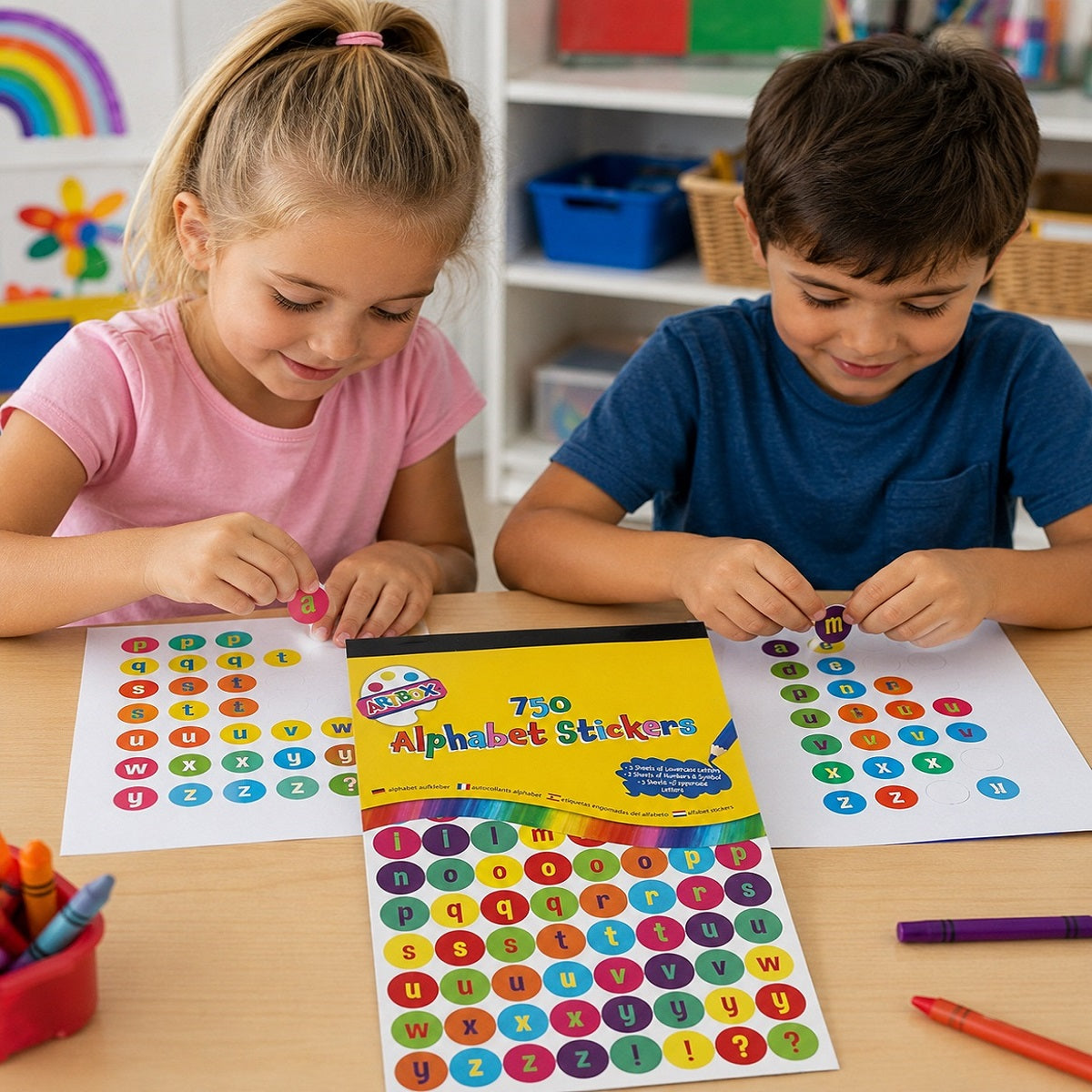 Tallon Artbox Alphabet Stickers Multicoloured Pack of 750 6812-48 | Assorted Letter Number and Symbol Paper Stickers | Educational Craft Labels for Home-School-Scrapbooking and Personalisation