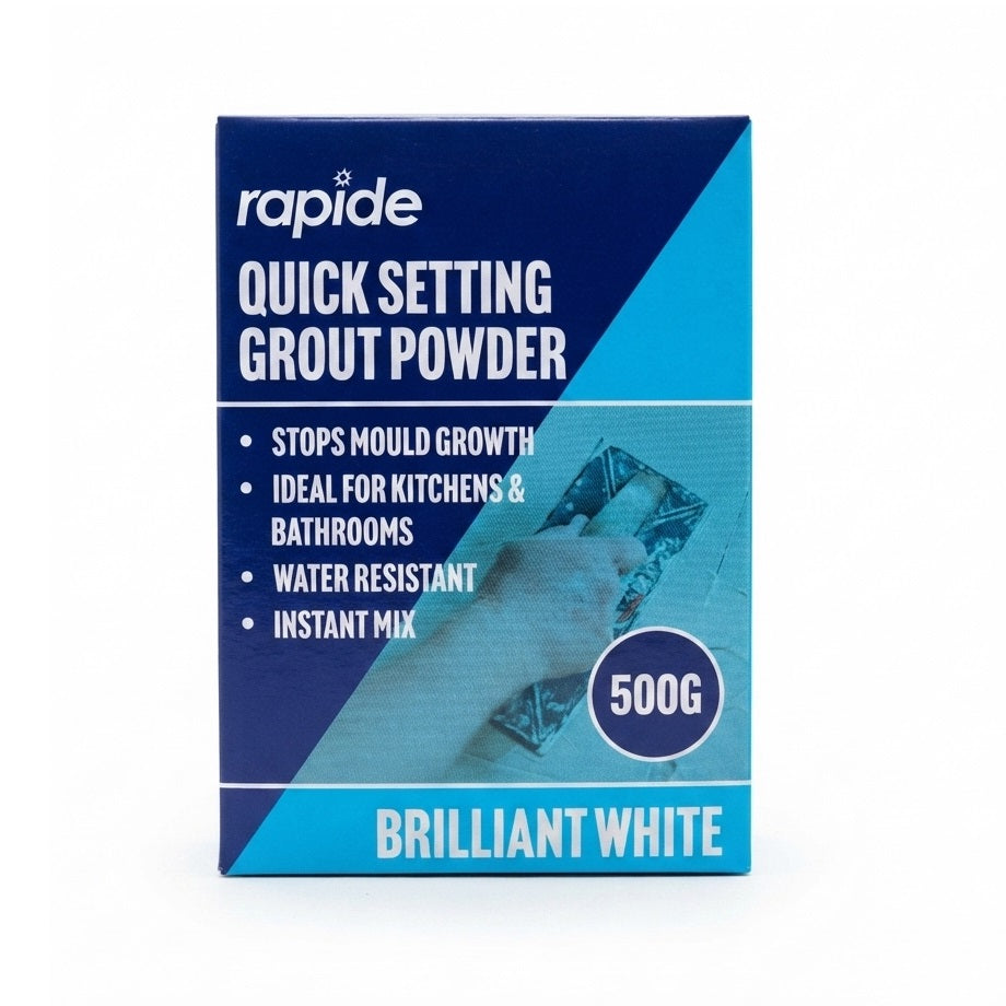 Rapide Quick Setting Grout Powder Brilliant White 500g 3130 | Stops Mould Growth | Ideal For Kitchens and Bathrooms | Water Resistant | Instant Mix