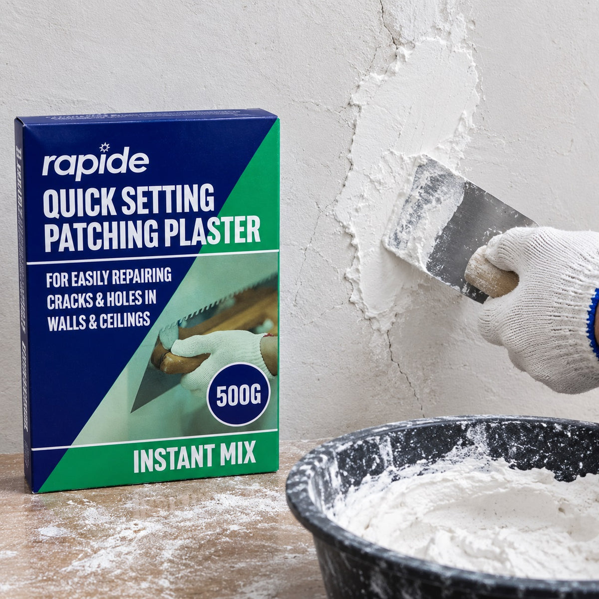 Rapide Quick Setting Patching Plaster White 500g 3129 | For Easily Repairing Cracks And Holes In Walls And Ceilings | Instant Mix