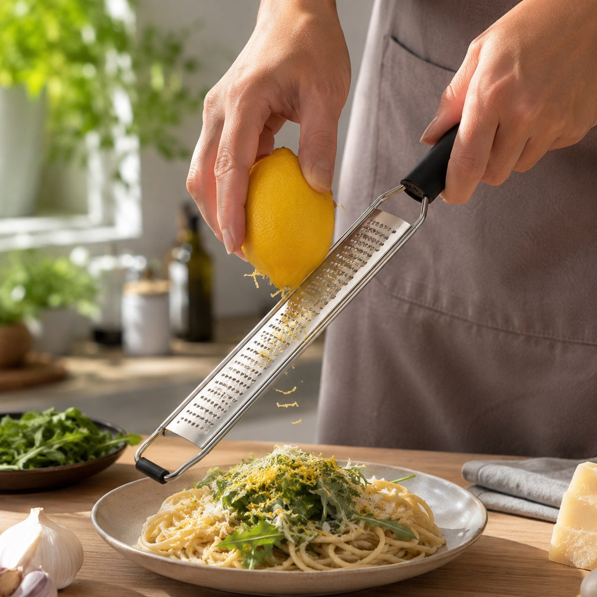 Sabatier Professional Fine Etched Grater With Blade Cover Chrome SABSEGR6048 | Kitchen Tool | Stainless Steel Grater | Ginger Grater | Cooking Accessories