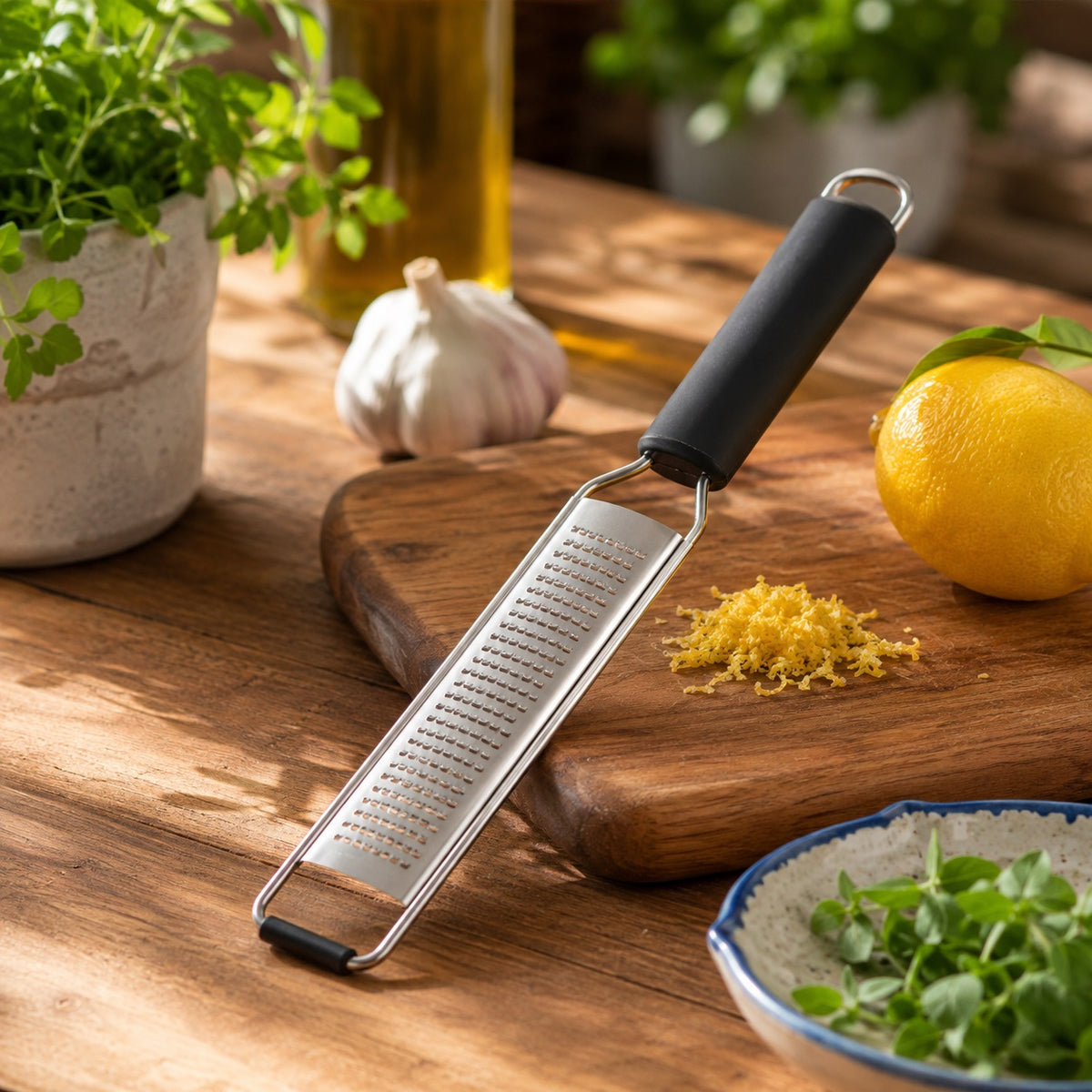 Sabatier Professional Fine Etched Grater With Blade Cover Chrome SABSEGR6048 | Kitchen Tool | Stainless Steel Grater | Ginger Grater | Cooking Accessories