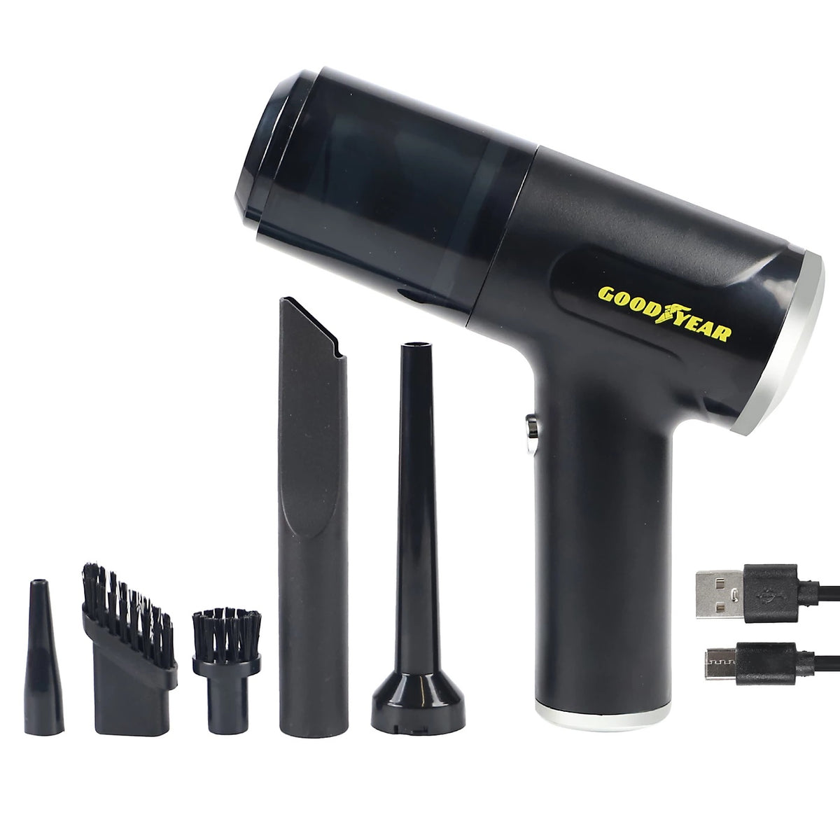 Goodyear 3-in-1 Cordless Vacuum Air Duster and Inflator Black 900318 | USB Rechargeable | 120W Power | 18 Mins Working Time | Suction 5000PA | Bagless | Lightweight