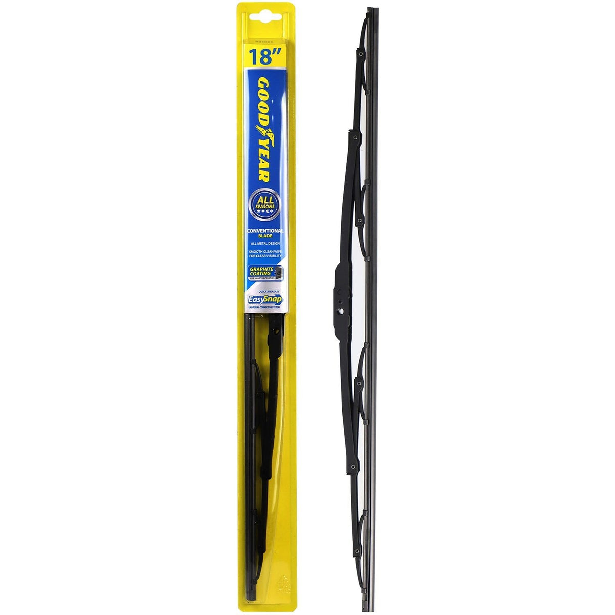 Goodyear Conventional Metal Blade Black 18-Inch 921045 | All Metal Design | Smooth Clean Wipe For Clear Visibility | Graphite Coating | Quick and Easy