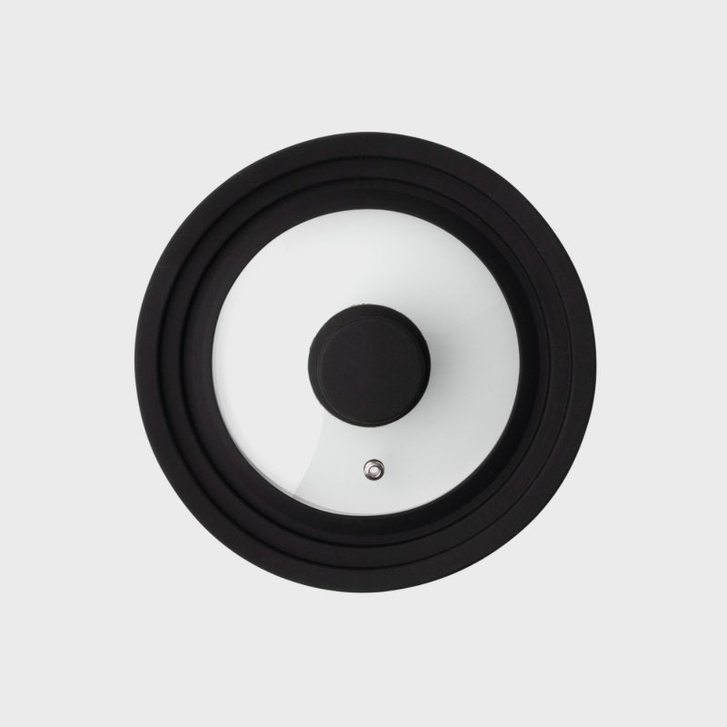 Taylors Eye Witness Medium Universal Glass and Silicone Pan Lid Black PLID2 | Fits All 20-22-24cm Saucepans | Stockpots and Casseroles | Tempered Glass With Steam Vent No-Rattle Silicone Rim and Oven Safe Knob | Dishwasher Safe | Kitchen Essentials