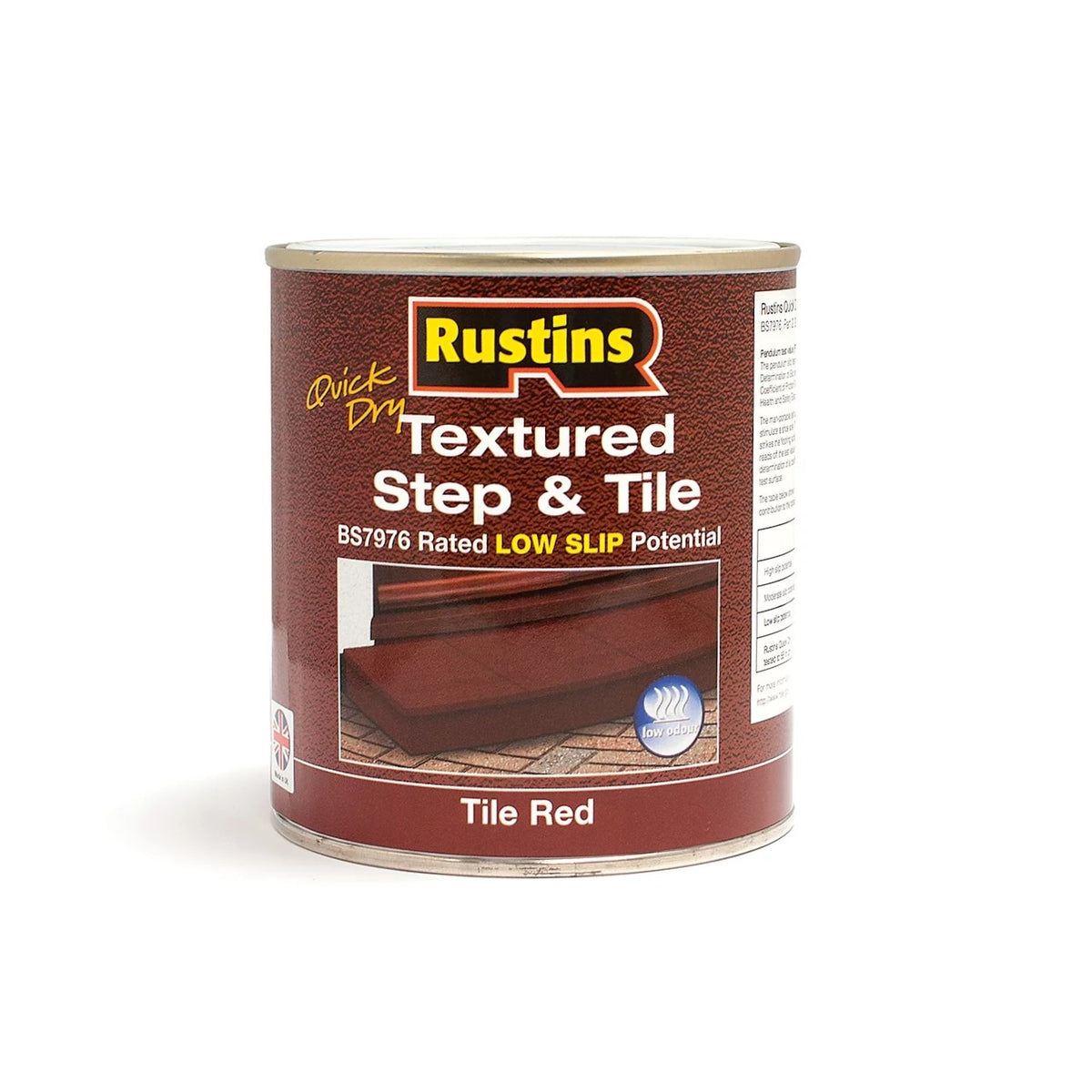 Rustins Quick Dry Textured Step and Tile Paint Tile Red 500ml TXSTRDW500 | Low Slip Potential | Brick Paint | Interior Exterior Paint | Floor Paint | Slip Resistant Paint | Concrete Floor Paint