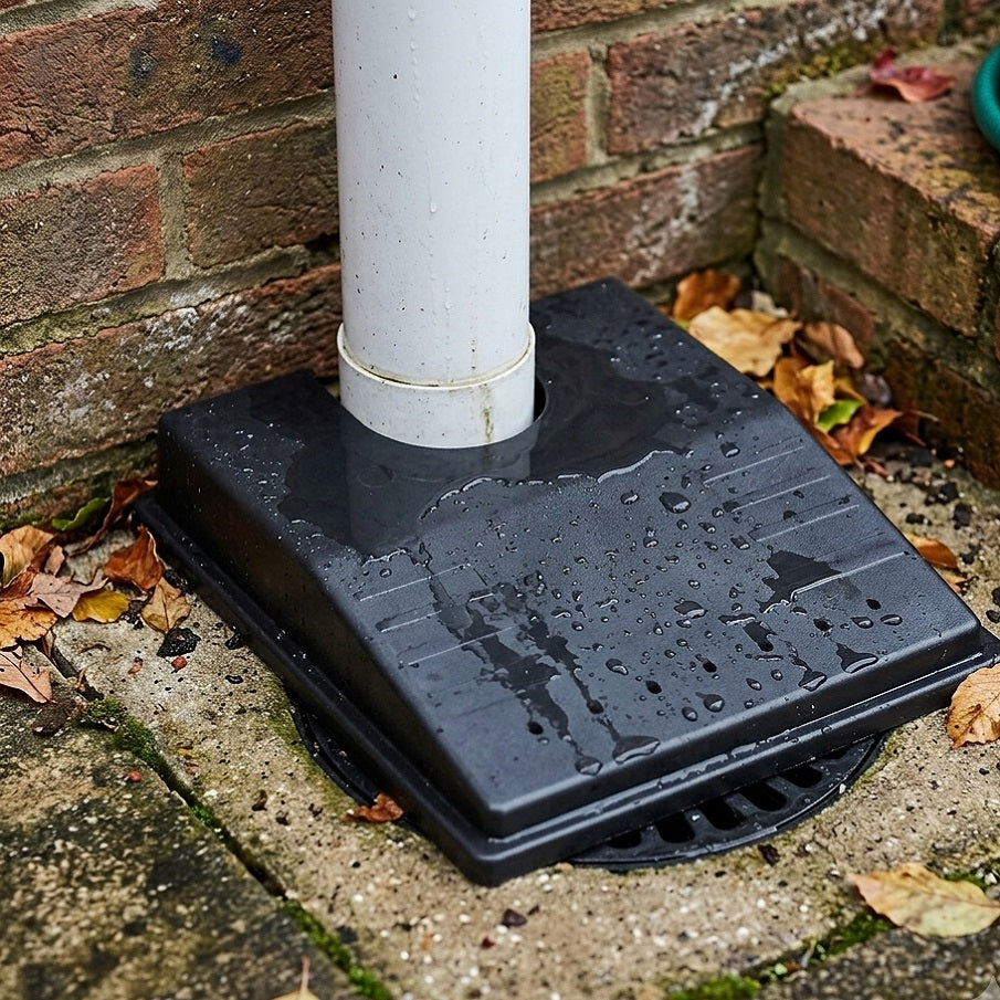 Marksman Outdoor Plastic Drain Cover Guard Black 68149C | Debris and Leaf Protector for Downpipes and Outdoor Drains | Prevents Blockages and Clogging | Heavy Duty Plastic Drain Shield | Water Gully Strainer | Downspout Leaf Guard | Outdoor Drainage Guard