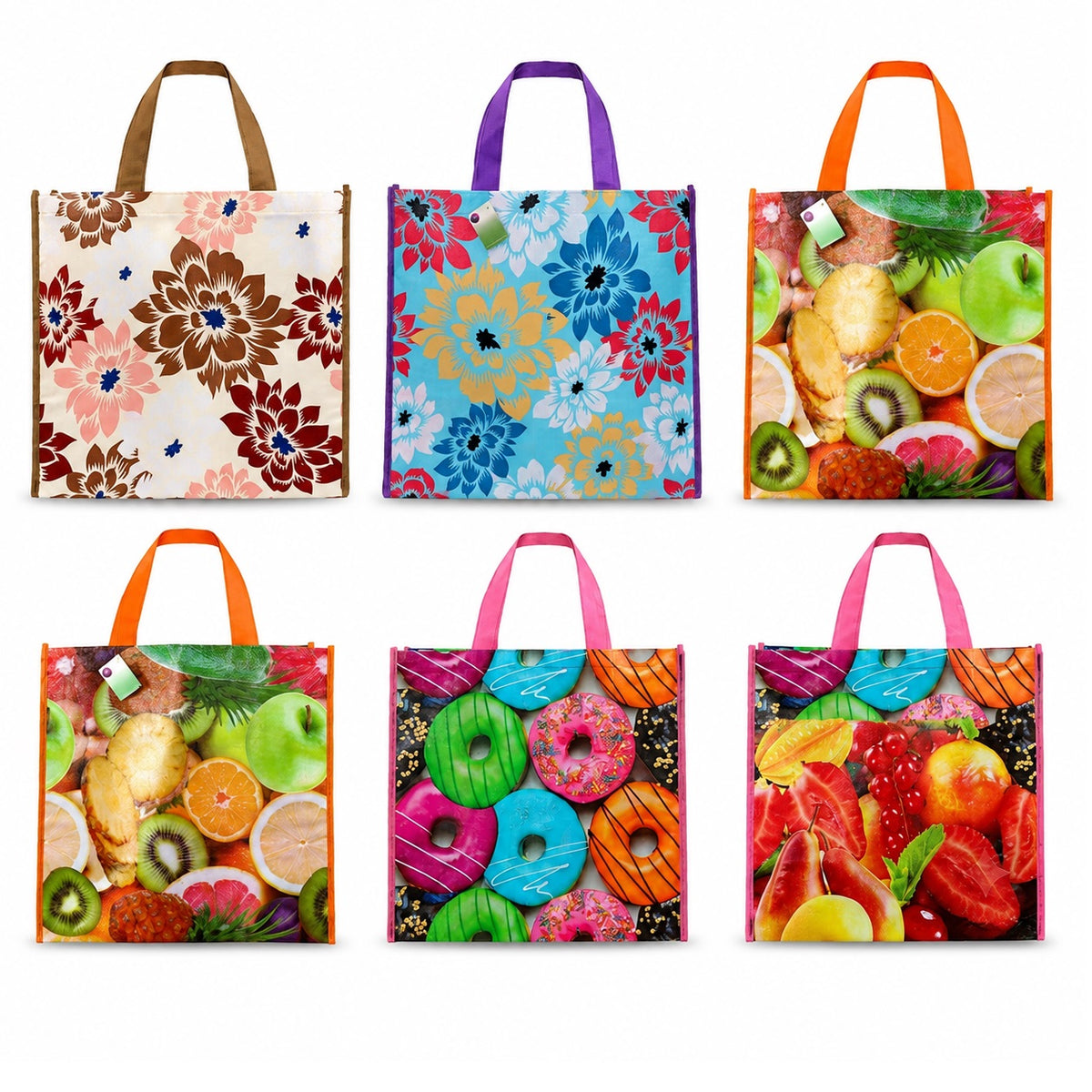 Adorn Non Woven Reusable Shopping Bag Assorted Large 44cm x39cm x 20cm Pack of 1 AC019 | Heavy Duty Extra Large Grocery Shopper Tote | Strong Woven Handles