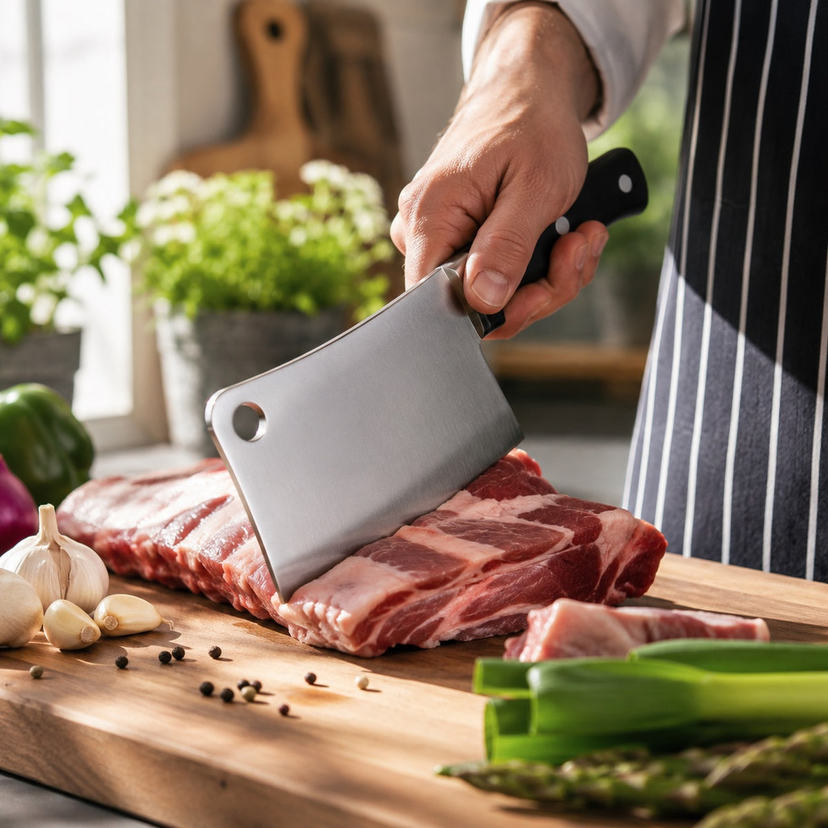 Sabatier Professional Cleaver Chrome 15cm SABST2018 | Heavy Duty Kitchen Knife | Catering Cleaver | Strong Blade Knife | Chopping Knife