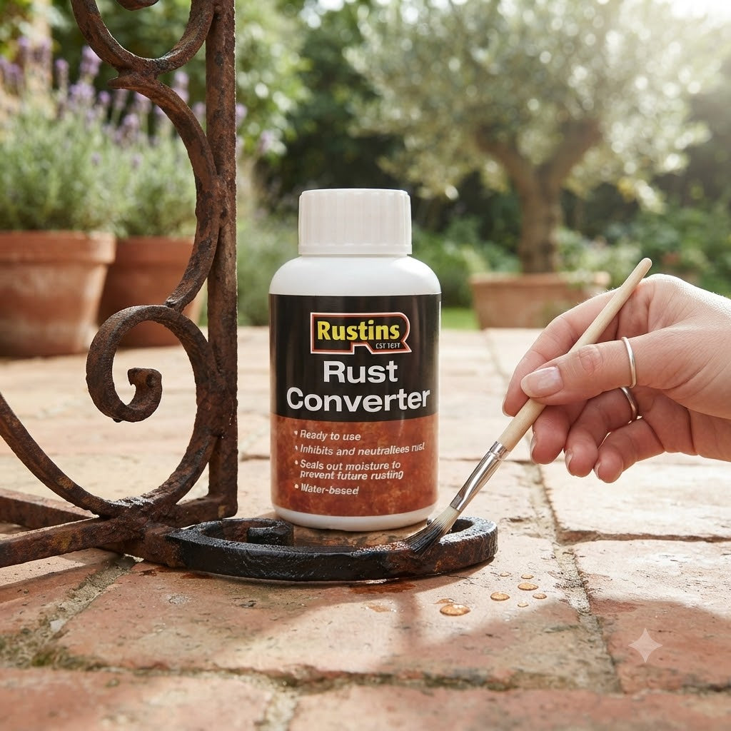 Rustins Rust Converter 250ml RUSC250 | Ready To Use | Inhibits and Neutralises Rust | Seals Out Moisture to Prevent Future Rusting | Water-Based | Iron and Steel Rust Treatment | Metal Paint Preparation | Metal Maintenance Treatment
