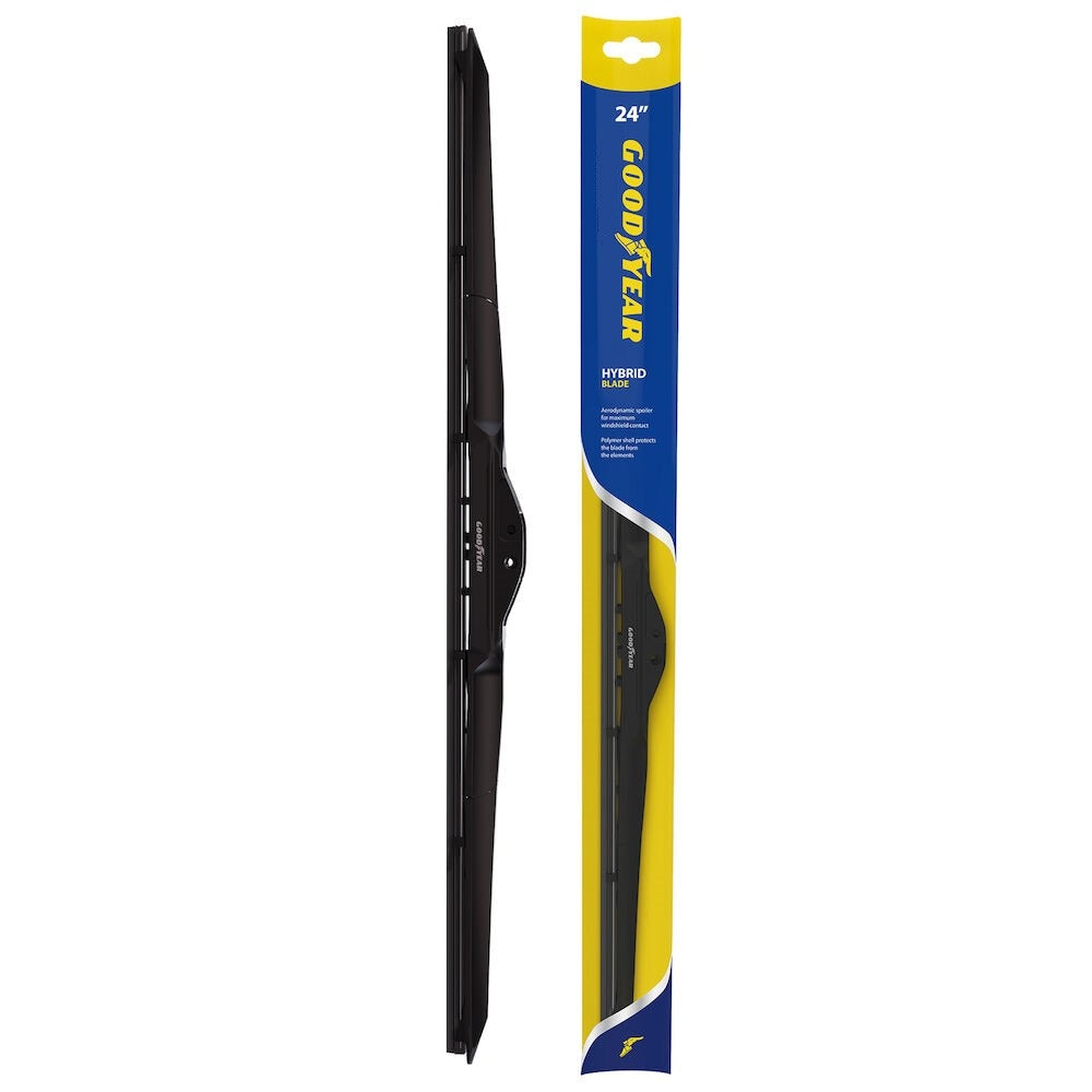 Goodyear Universal Hybrid Blade Wiper Black 24-Inch 922055 | Graphite Coating | Easy Snap Universal Connector System | Aerodynamic Spoiler For Maximum Windshield Contact