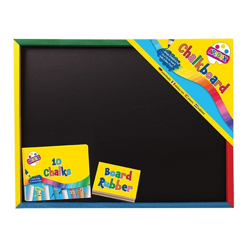 Artbox Large Chalk Board Set Black 33cm x 43cm 5248 | Great Creative Fun | Safe And Non Toxic | Includes 5 White and 5 Coloured Chalks