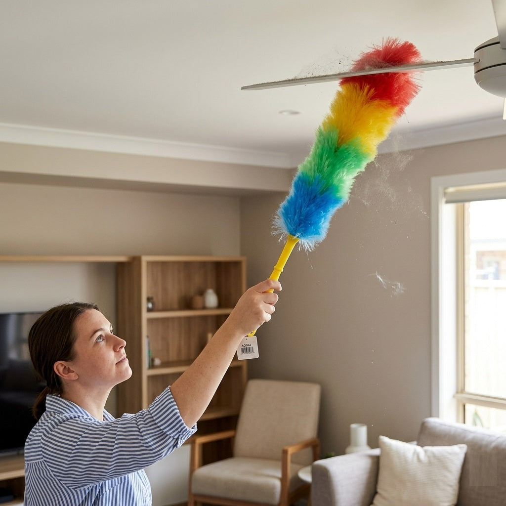 Easy Dusting Rainbow Duster Multicolour 60cm AG084 | Static Fiber Cleaning Wand with Handle | Electrostatic Adsorption