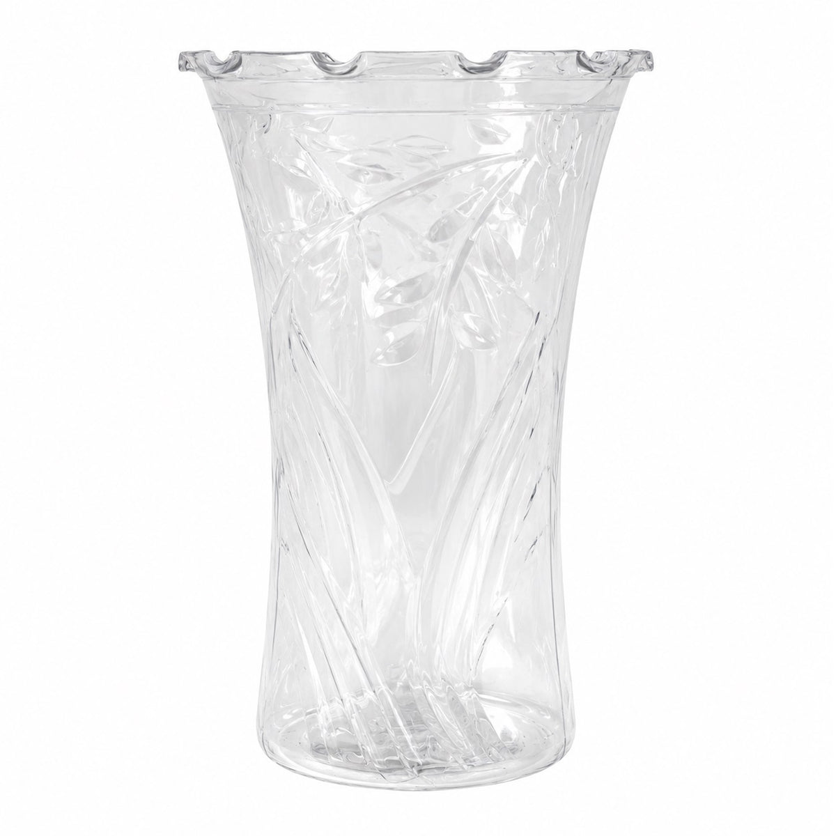 Plastic Flower Vase Clear 18.5cm x 10.5cm AN024 | Fluted Swirl Design Plant Pot | Table Home Decor Display