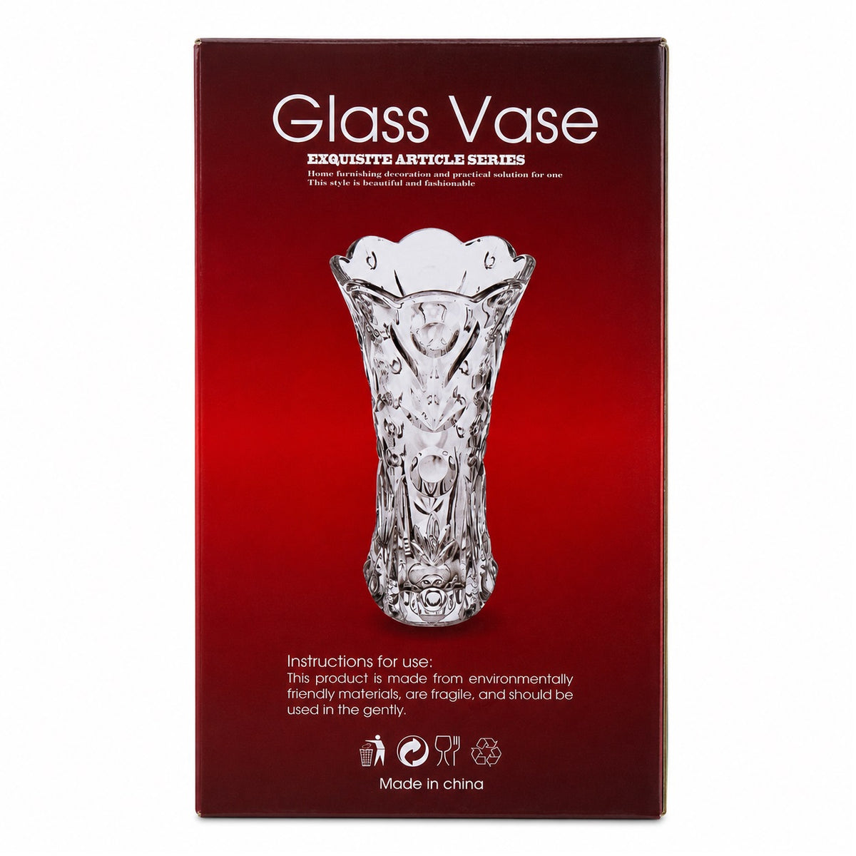 France Crystal Glass Flower Vase Clear 20cm Pack of 1 AS067 | Cut Glass Floral Bouquet Holder | Decorative Tabletop Ornament | Exquisite Article Series