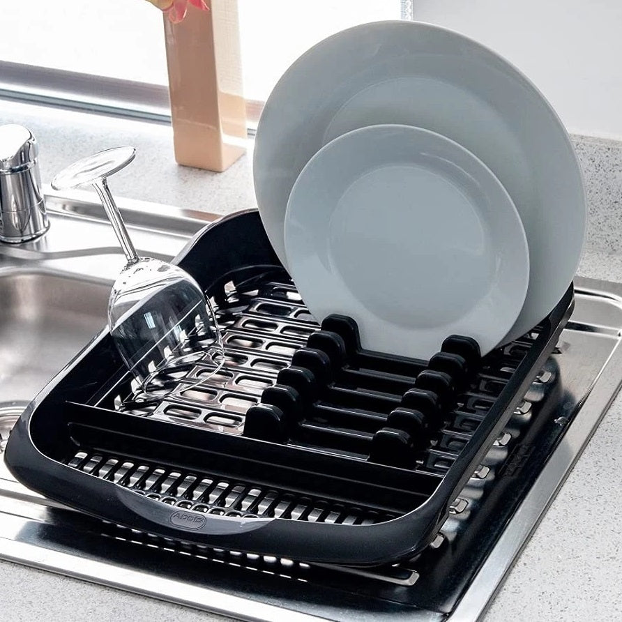 Addis Plastic Draining Rack Black 516468 | Hard Wearing and Wipe Clean | Plate Rack | Dish Drainer