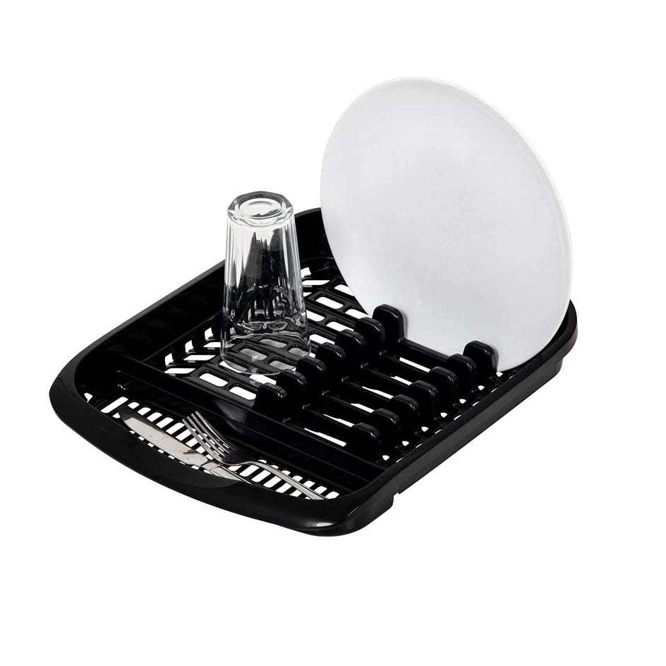 Addis Plastic Draining Rack Black 516468 | Hard Wearing and Wipe Clean | Plate Rack | Dish Drainer