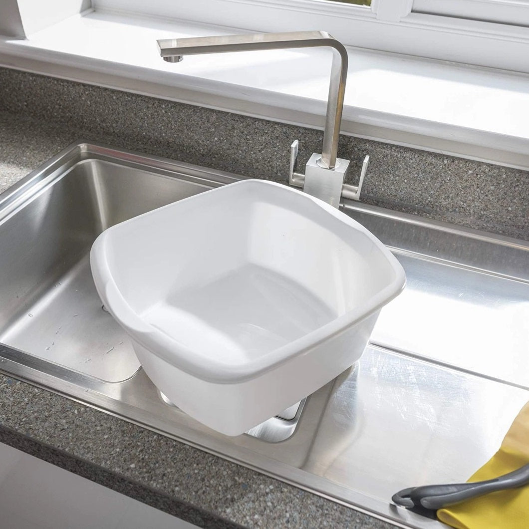 Addis Small Rectangular Bowl White 8Ltr 518084 | Hard Wearing and Wipe Clean | Washing Up Bowl | Plastic Utility Basin