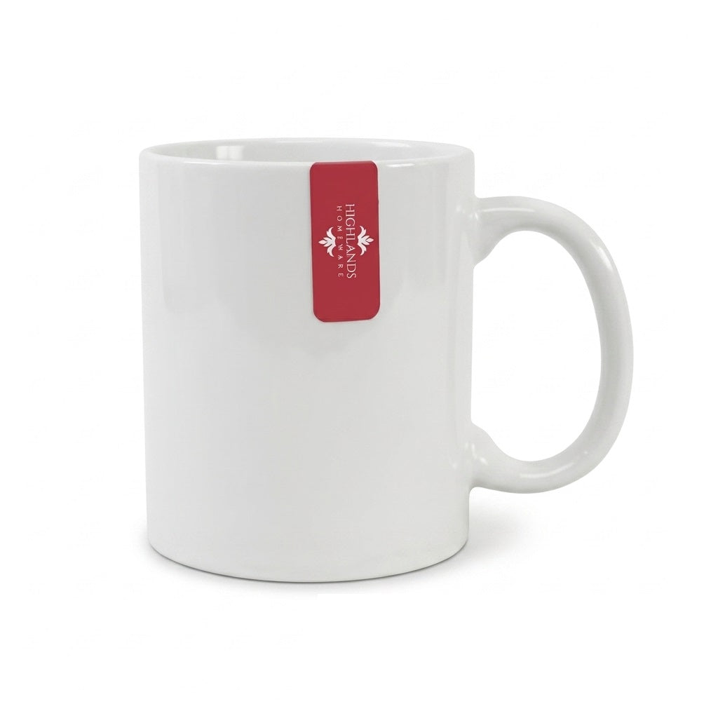 Highlands Homeware Rim Mug White 11oz BAS14 | Ceramic Tea Coffee Cup | Home Kitchen Drinkware | Plain Handle Mug