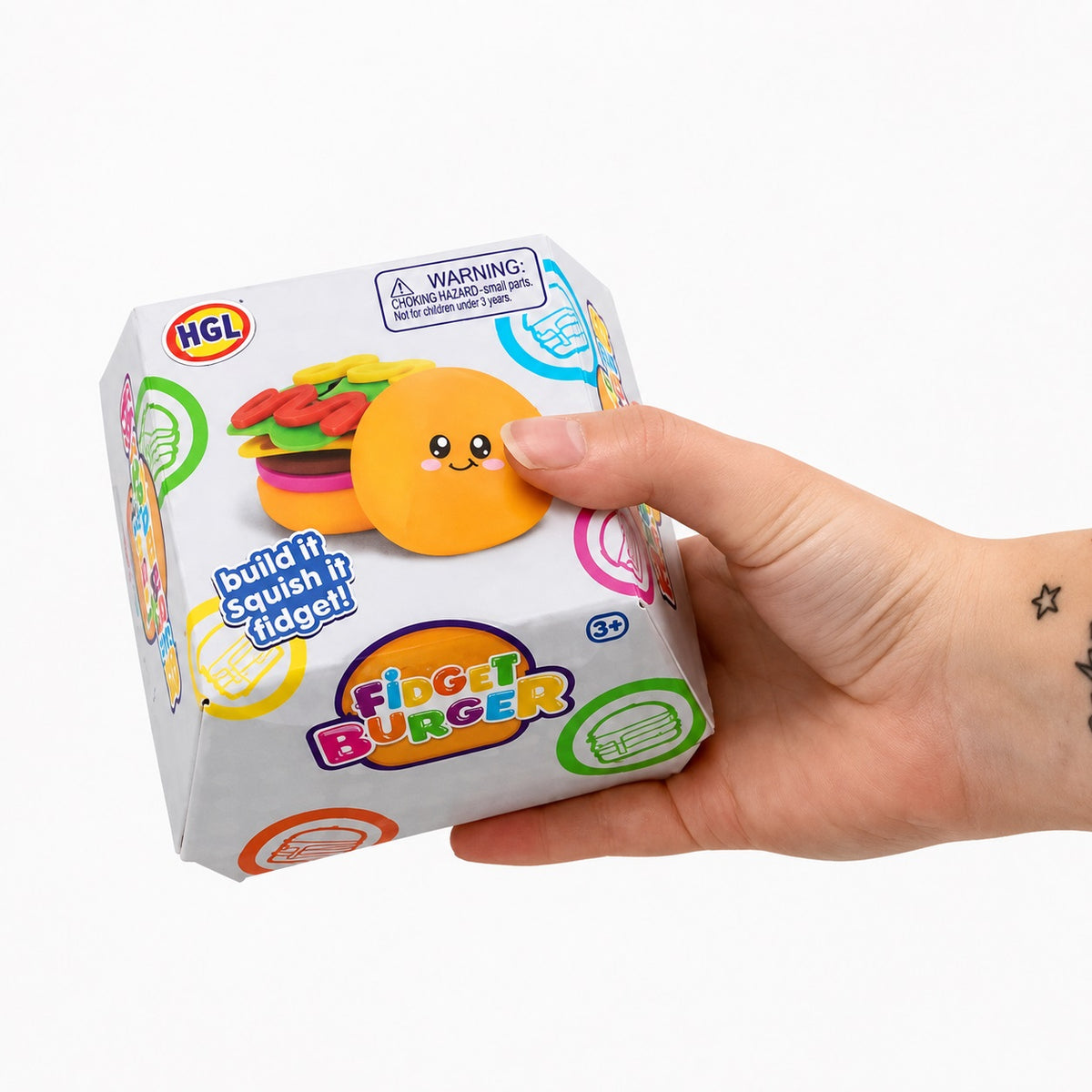 HGL Fidget Burger Multicolour SV22016 | Build It | Squish It | Kids Novelty Toy | Fidget Sensory Toy | Food Toy | Small Gift Toy | Burger Toy For Kids