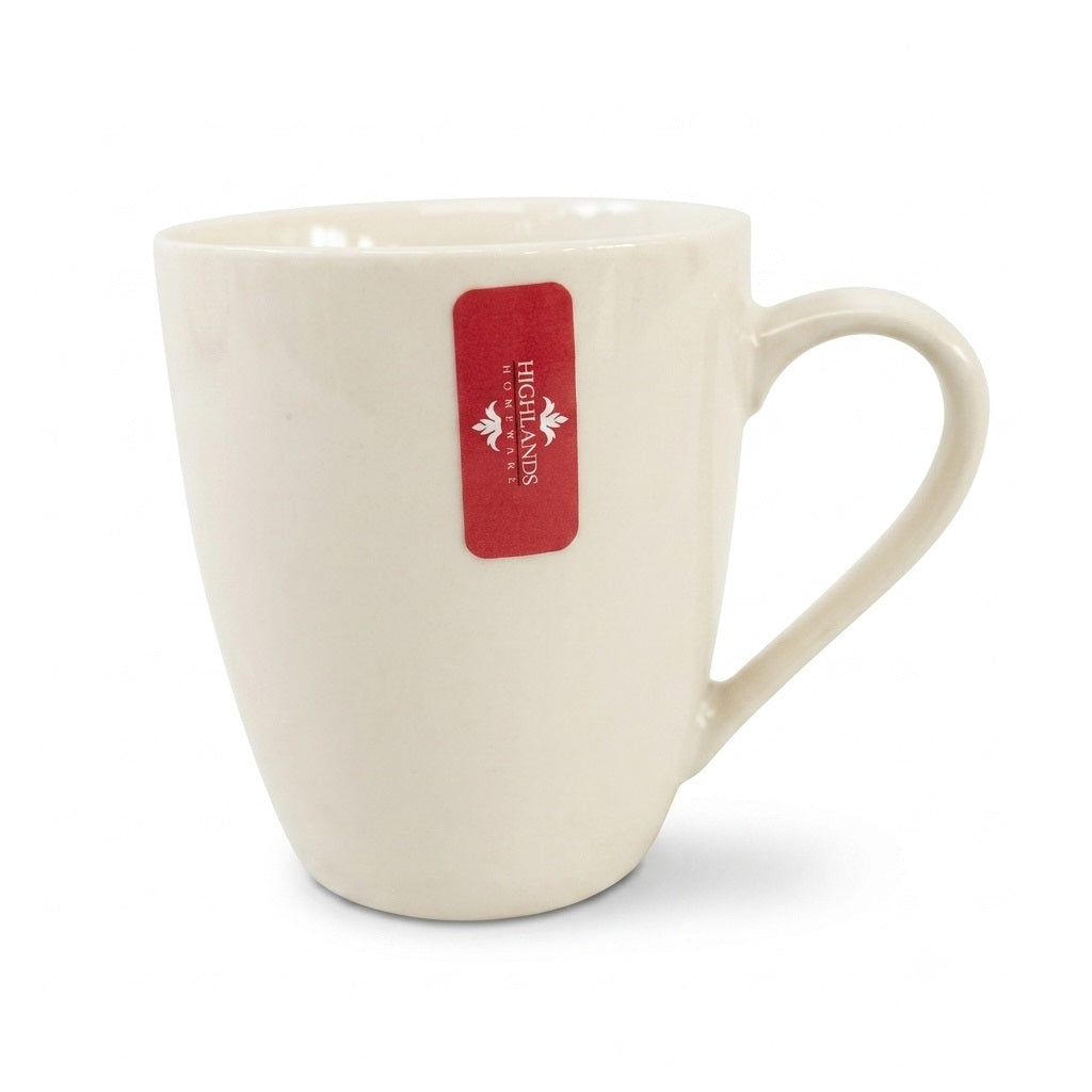 Highlands Homeware Coupe Mug White 12oz BAS22 | Ceramic Tea Coffee Cup | Home Kitchen Drinkware | Plain Handle Mug