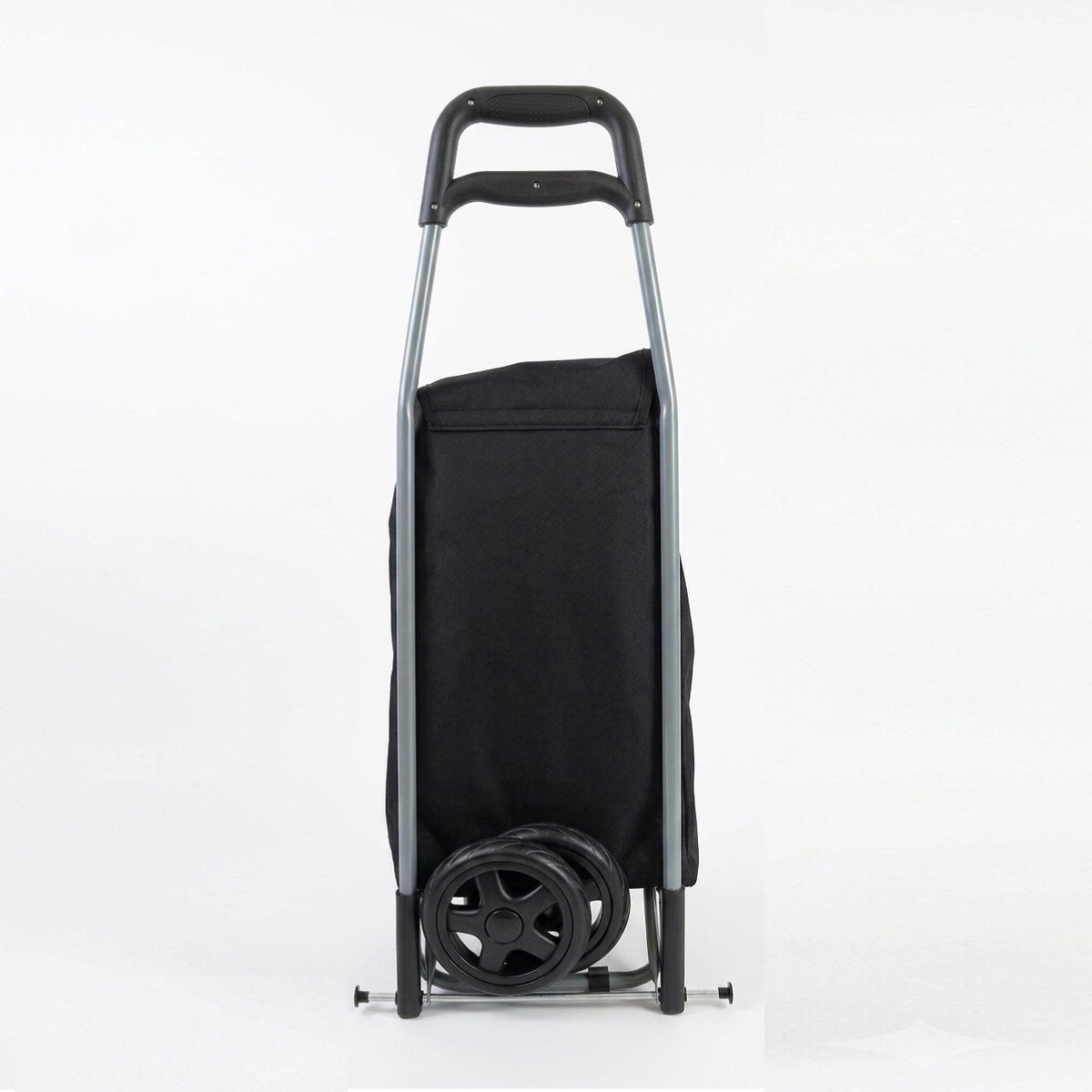 KS Brands Ltd Plain Shopping Trolley Black BB1194BK | 2 Wheel Plain Folding Grocery Cart | Heavy Duty Lightweight Shopper Bag | Ergonomic Handle Frame