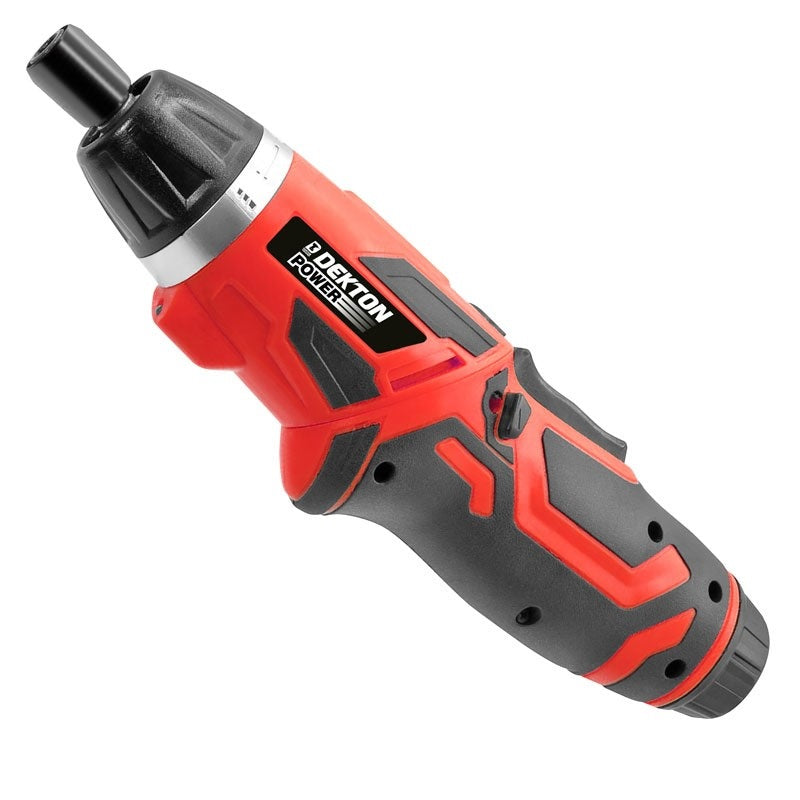 Dekton 2-in-1 3.6V Screwdriver and Bit Set Red and Black 51-Piece 600030 | Rechargeable | Cordless | LED Working Lights | Push and Twist
