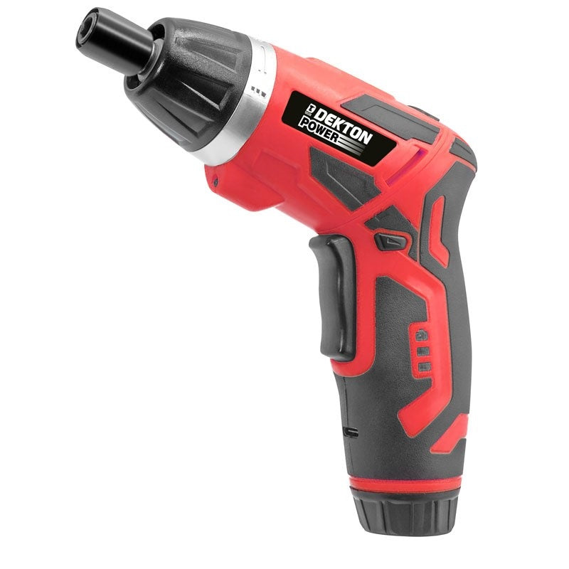 Dekton 2-in-1 3.6V Screwdriver and Bit Set Red and Black 51-Piece 600030 | Rechargeable | Cordless | LED Working Lights | Push and Twist