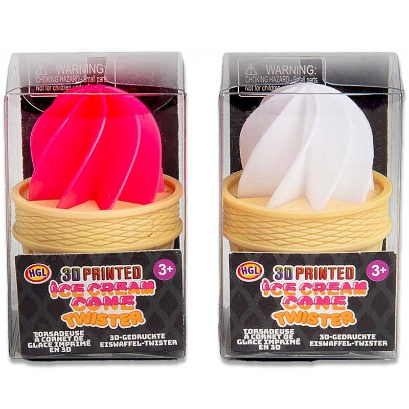 HGL 3D Printed Ice Cream Cone Twister Assorted SV22412 | Small Gift Toy | Ice Cream Toy For Kids | Handheld Fidget Toy | Ice Cream Novelty Toy | Food Themed Toy