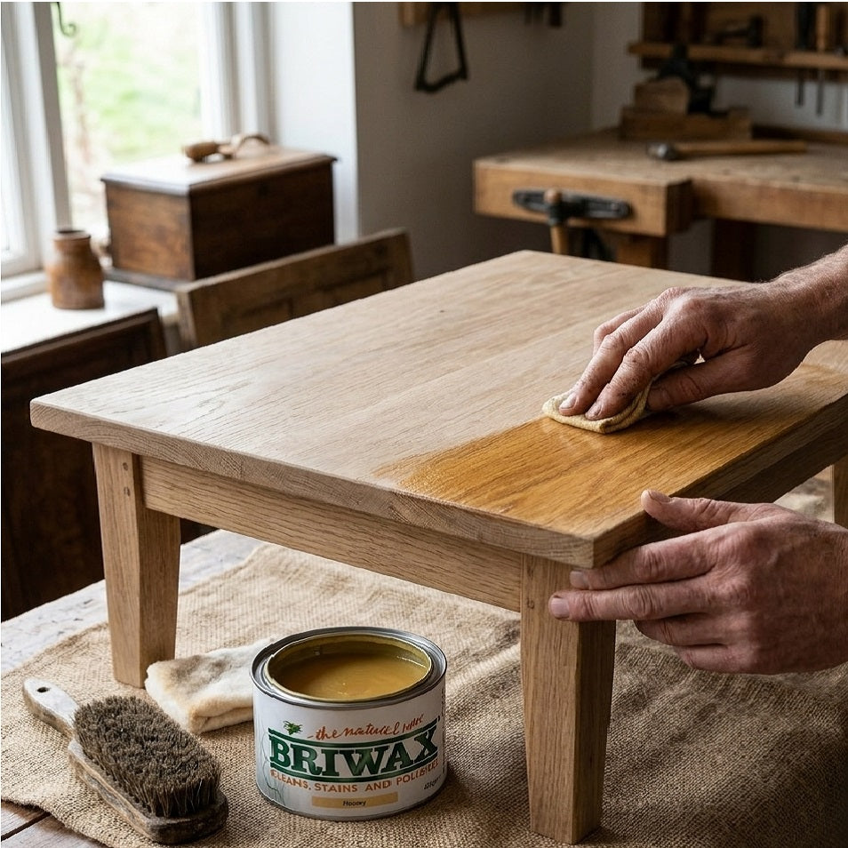 Briwax Natural Wax Polish Honey 400g BWHY400 | Cleans Stains and Polishes Furniture Wax | Beeswax and Carnauba Wax Wood Finish | Antique and Wood Furniture Restorer
