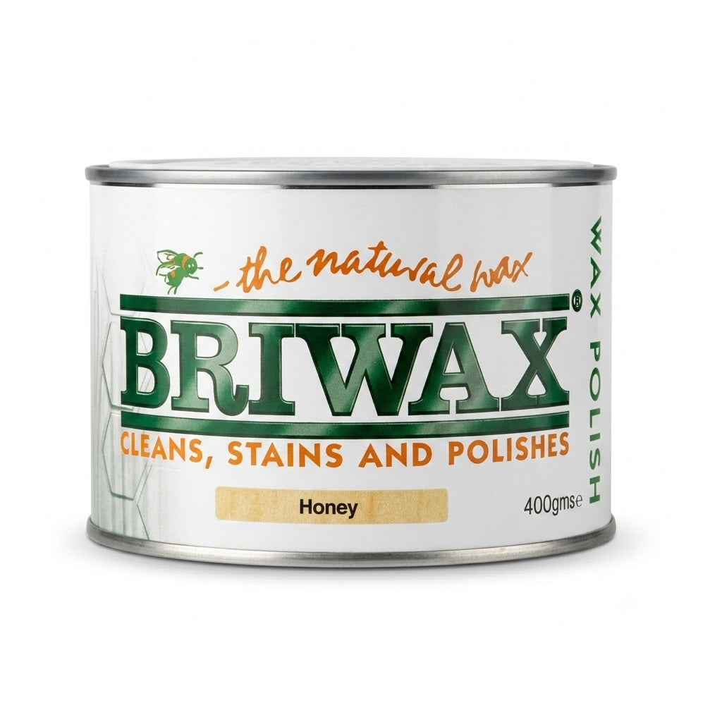 Briwax Natural Wax Polish Honey 400g BWHY400 | Cleans Stains and Polishes Furniture Wax | Beeswax and Carnauba Wax Wood Finish | Antique and Wood Furniture Restorer