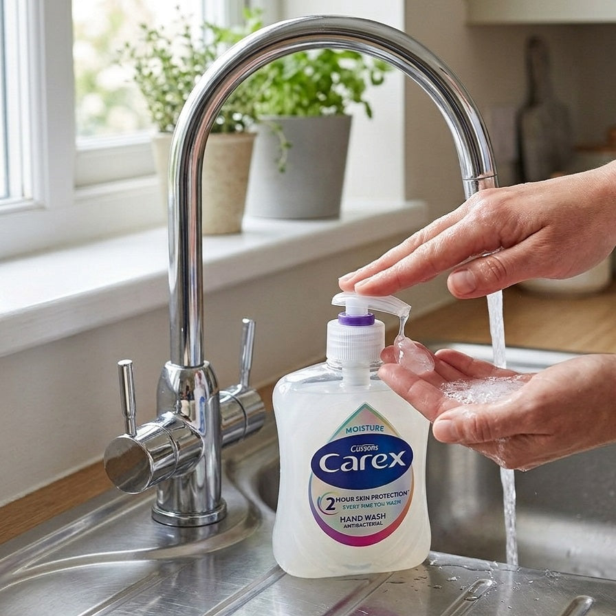 Carex Moisture Antibacterial Hand Wash Clear 250ml CARE2 | Pump Bottle | Moisturising Liquid Soap | Dermatologically Tested 2 Hour Skin Protection