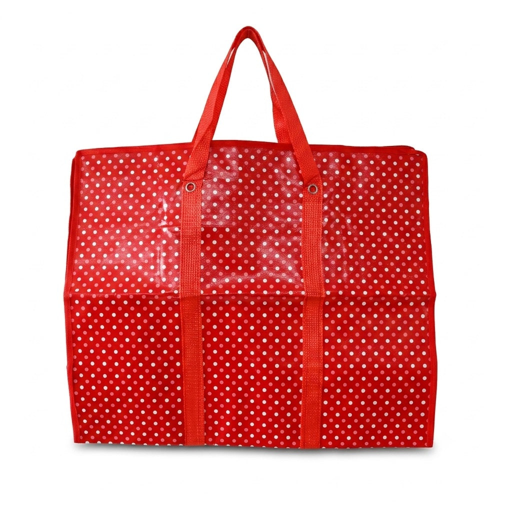 Choice Direct Multi-Purpose Bag Red Large CD267 | Polka Dot Reusable Shopping Tote | Strong Carrying Handles | Storage Bag
