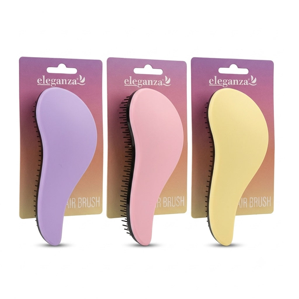 Eleganza Kids Hairbrush Assorted Colours Pack of 1 CP8501800 | Detangling Paddle Hair Brush | Compact Curved Pocket Comb | Gentle Scalp Massager